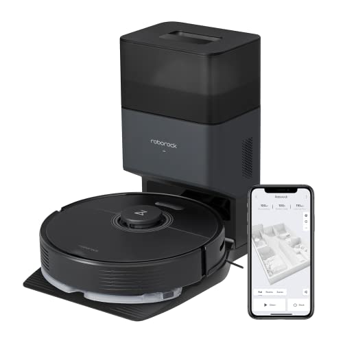 roborock Q7 Max+ Robot Vacuum and Mop with Auto-Empty Dock Pure, Hands-Free Cleaning for up to 7 Weeks, APP-Controlled Mopping, 4200Pa Suction, No-Mop&No-Go Zones, 180mins Runtime, Works with Alexa - Black
