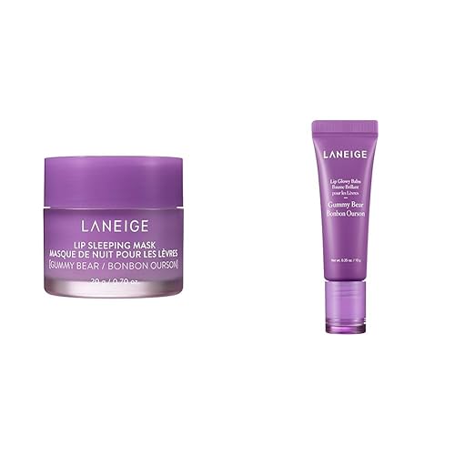 LANEIGE Lip Glowy Balm: Hydrate, Glossy, Lightweight, Moisturize & Tint with Shea Butter - Gummy Bear: Lip Sleeping Mask + Lip Glowy Balm