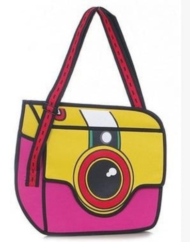 2D Cartoon Camera Bag - Pink