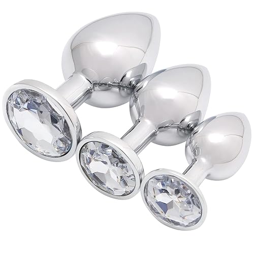 Akstore 3 Pcs Luxury Jewelry Design Fetish Anal Butt Plug (White) - White - 10.4 Ounce