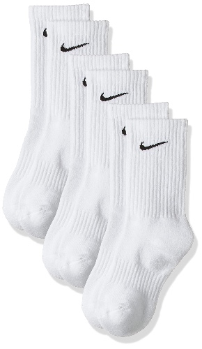Performance Lightweight Crew Training Socks (3 Pair) (Medium, White/Black) - 