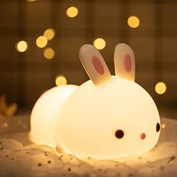 Mubarek Cute Night Light for Kids, Kids Night Light for Bedroom Bunny Lamp, Silicone Squishy Cute Night Light, Kids Toddler Girl Baby Night Light Nursery Animal Kids Night Lamp Cute Stuff