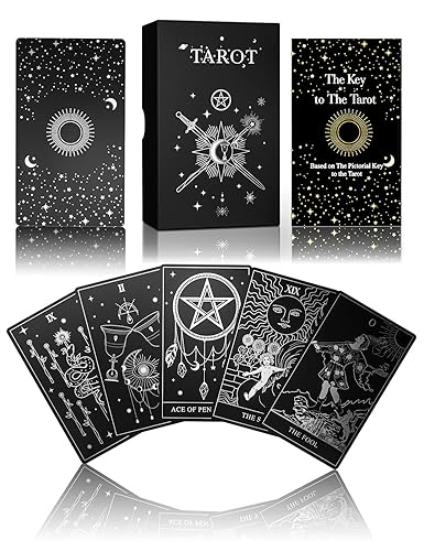 WJPC Silver Foil Tarot Cards with Guide Book Set&Gift Box for Beginner& Expert. Original Design Tarot Decks, Tarot Cards Decks - Silver