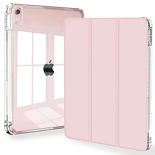Feams for iPad Air 11 inch Case M2 (2024), iPad Air 5th Generation Case, iPad Air 6th/5th/4th 10.9 Inch 2024/2022/2020 Case Clear Back Cover with Auto Sleep & Pencil Holder, Pink - Pink