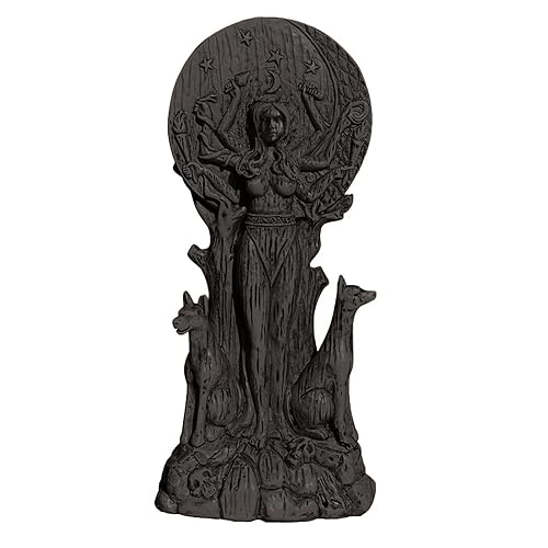 JUAPL Goddess of Magic Hecate Goddess Statue, Western Goddess Statue, Magic and Witchcraft Goddess Altar Craft Creative Desktop Ornament. (Black) - Black