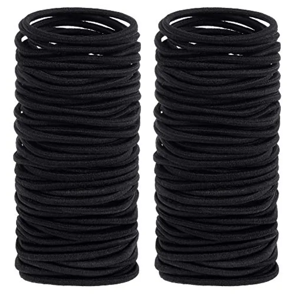 Anezus 200 Pcs Black Elastics Hair Ties Small Bulk Hair Ties Hair Bands (4mm)
