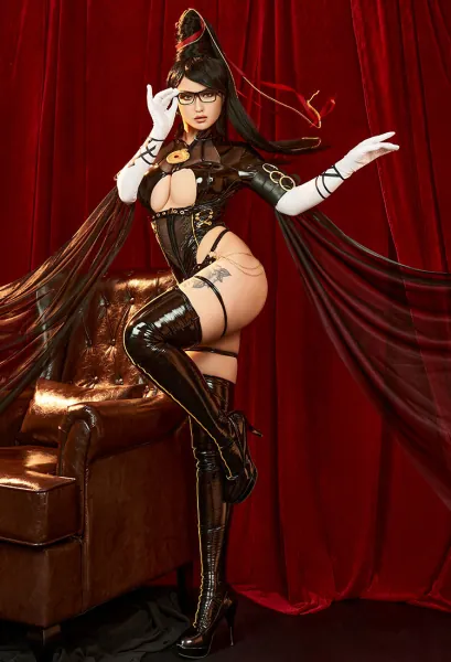 Bayonetta Derivative Sexy Lingerie Set Halloween Hollowed Bodysuit and Gloves with Thigh Socks and Leg Rings