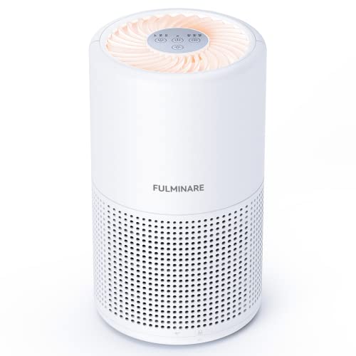 Air Purifiers for Bedroom, FULMINARE H13 True HEPA Filter, Quiet Air Cleaner With Night Light, Portable Small Air Purifier for Office Living Room, Remove 99.97% 0.01 Microns Dust, Smoke, Pollen - White - 1 Pack