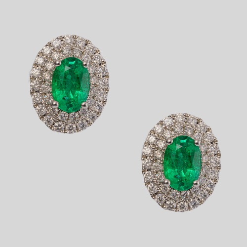 14k White Gold Emerald (1.96ct.) Earrings