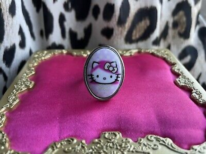 Tarina Tarantino Vintage Pink Head Hair Hello Kitty Polka Dot Small Oval Ring  | eBay