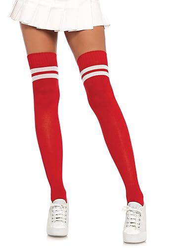 Red Athletic Thigh High Socks