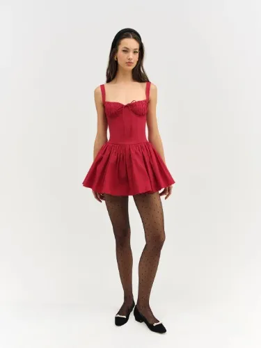 Helena Bustier Mini Dress — Red