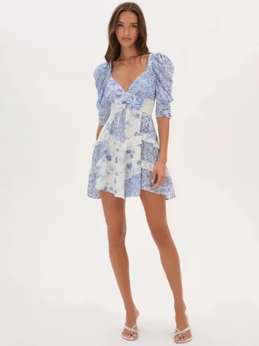 Rosalyn Mini Dress — Blue