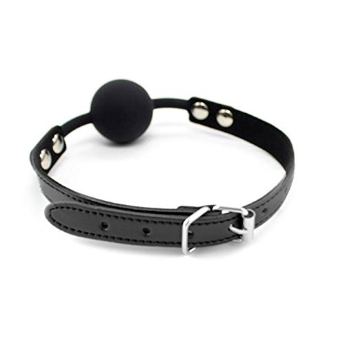 Ball Gag Silicone Black by HappyNHealthy - 1.67 Inch (Pack of 1) - Without Nipple Clamp - Black