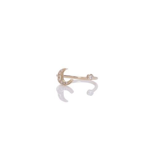 Sun and Moon Diamond Ring - 14K White Gold