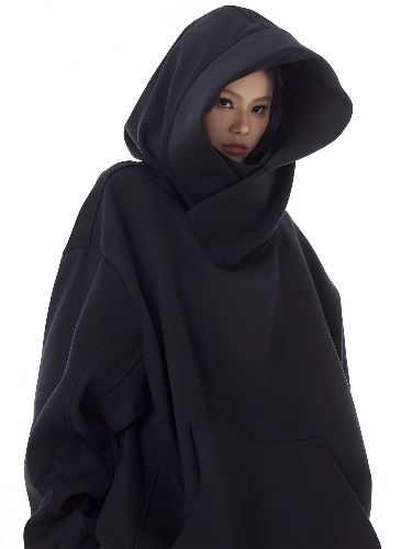 Loose Fit High Neck Hooded Pullover | Xl / Black