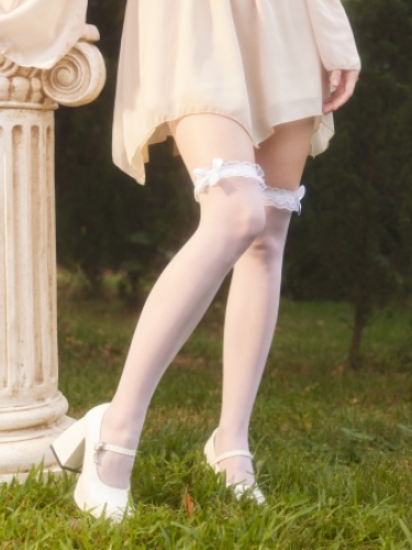 Lace Trim Bowknot Fishnet Socks