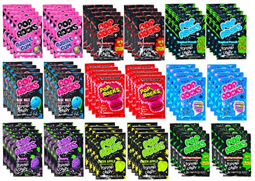 Pop Rocks Crackling Candy Variety Pack Classic Popping Candy, Bulk Candy - Pop Rocks Candy, Pop Rocks Bulk Candy, Nine Different Flavors Bulk Pop Rocks Popping Candy (72 Count)