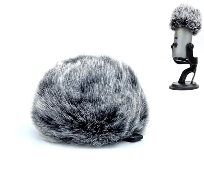 PhantAccy Pop Filter/Windscreen for Blue Yeti and Yeti Pro Microphones, Furry Mic Cover for Wind and Ambient Noise Reduction