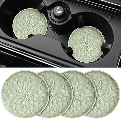 ME.FAN Car Cup Coaster [4 Pack] Silicone Car Coasters/Cup Mats - 2.75In Universal Non-Slip Recessed Car Interior Accessories - Car Cup Holder Insert Coasters Desert Sage - 4pack-desert Sage