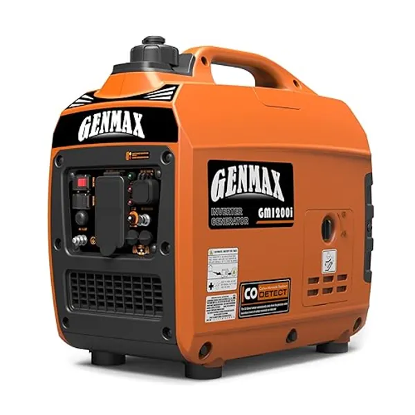 GENMAX Portable Generator，1200W Ultra-Quiet Gas Engine, EPA Compliant, Eco-Mode Feature, Ultra Lightweight for Backup Home Use & Camping (GM1200i)
