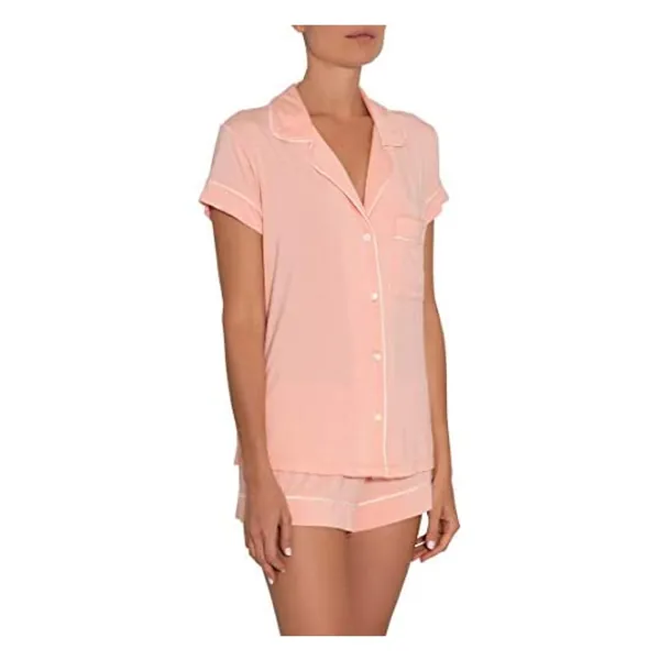 Eberjey Gisele Classic Women's Pajama Set | Short Sleeve Button Down Shirt w Front Pocket, Shorts w Elastic Waist