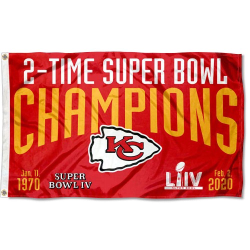 Kansas City Chiefs 2 Time 2x Super Bowl Champions 3x5 Grommet Flag - 