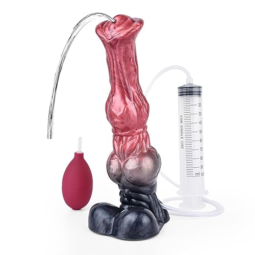 Simulation Giant Squirting Horse Dildo 10 inches Suction Cup with Knot Dildo, Fantasy Oversized Dildo, Ejaculation Realistic Double Knot Silicone Adult Toys for Men and Women