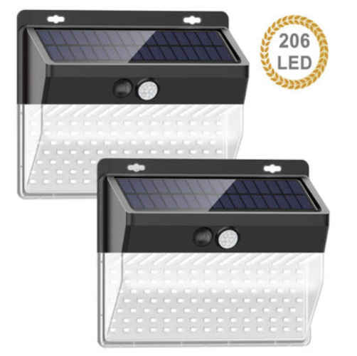 Lumina 206 LED Cluster Lights With Solar Power And Motion Sensor - 2- PACK