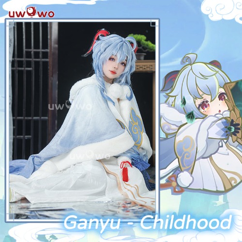 【In Stock】Uwowo Genshin Impact Ganyu Child Ver. Cloak Coat Winter Christmas Cosplay Costume - 【In Stock】M