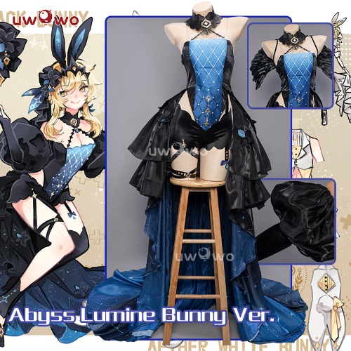 【Pre-sale】Exclusive Uwowo Genshin Impact Fanart Lumine Black Bunny Cosplay Costume - L
