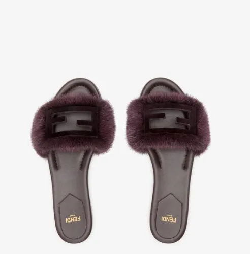 Fendi Baguette Mink Slides