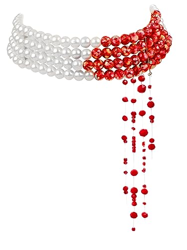 Halloween vampire dripping blood necklace accessories for women vampire jewlery choker Imitation pearl pearl costume trad goth Party, Plastic, No Gemstone