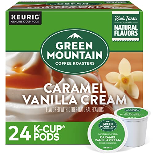 Green Mountain Coffee Roasters Caramel Vanilla Cream, Single-Serve Keurig K-Cup Pods, Flavored Light Roast Coffee, 24 Count - Caramel - 24 count (Pack of 1)