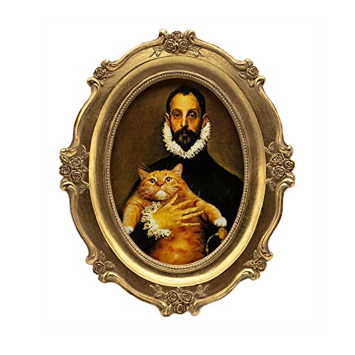 SIKOO Vintage Picture Frame 4x6 Oval Antique Table Top Wall Mounting Photo Frame with Glass Front for Home Decor, Gold