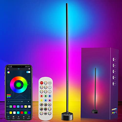 Probapro Corner Floor Lamp, 55'' RGB LED Floor Light for Bedroom, Color Changing Mood Lighting with Music Sync, LED Corner Light with Remote & App Control, RGB Corner Lamps for Living Room Gaming Room