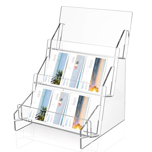 DLUGOPIS 3 Tier Acrylic Greeting Card Display Stand Greeting Card Organizer Display Stand Postcard Display Rack Card Display Shelf Retail Display Stand for Vendors Counter Greeting Card