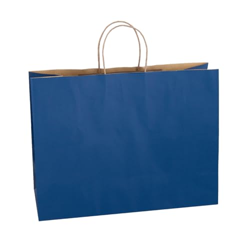 Ronvir Large Blue Gift Bags 70Pcs 16x6x12 Inches Paper Bags With Handles Recycled Shopping Bags Bulk Kraft Gift Bags For Business, Retail, Party, Birthday, Christmas, Halloween - Blue, Large - 70 Count (Pack of 1)