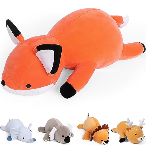 OurHonor Weighted Stuffed Animals, 4.2Lb Weighted Fox Plush, 24in Giant Fox Throw Pillow Soft Plushie Doll Toy Gifts - Fox