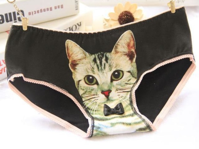 Cat Face Undies - Black