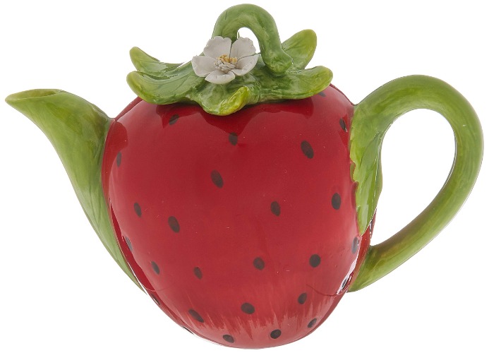 Cosmos 20833 Gifts Strawberry Ceramic Teapot, 5-1/4-Inch