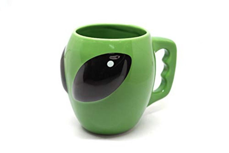400ml 3D Aliens Cup Ceramic Cup, Cartoon Novelty Cool Mysterious UFO Shaped Conspicuous Ceramic Coffee Tea Mug, Gifts for Kids Lover Party Favor