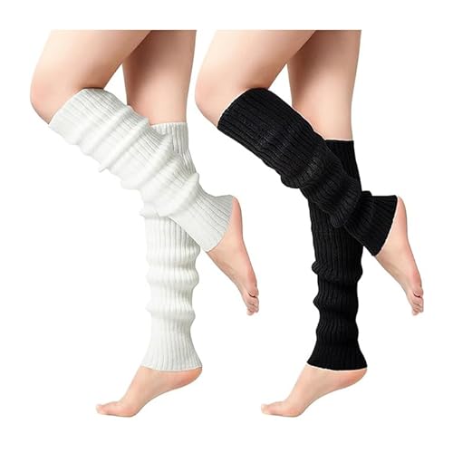 EKKONG Calentadores Piernas Mujer, 2 Pares Invierno Leg Warmers Tejido de Punto Calentadores Elasticidad Leg Warmers para Ropa de Moda de Invierno a Juego