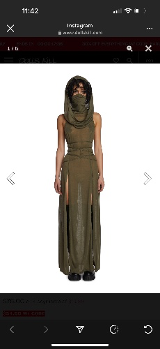 Echo Hooded Slit Maxi Dress | Small