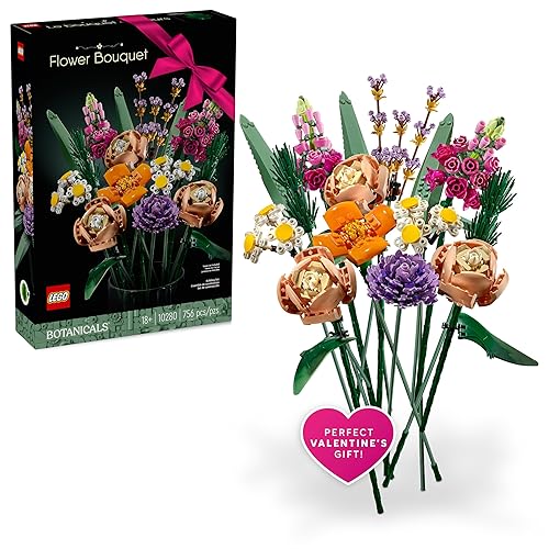 LEGO Icons Flower Bouquet Building Set - Artificial Flowers for Decoration for Home and Display, Ages 18+ - Small Fake Flowers for Table, Desk, Office - Gift for Valentines Day for Her and Him - 10280
