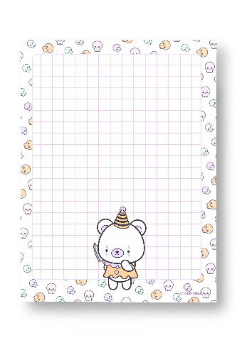 Kawaii Killer Circus - Clown Puddin' - A2 Memo Pad