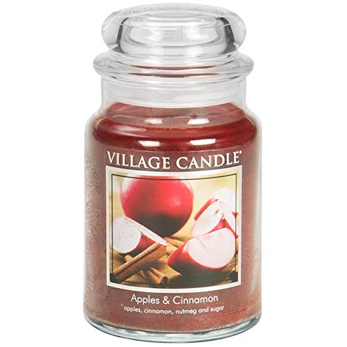 Village Candle Apples & Cinnamon Large Apothecary Jar, Scented Candle, 21.25 oz. - 21.25 oz (Large)