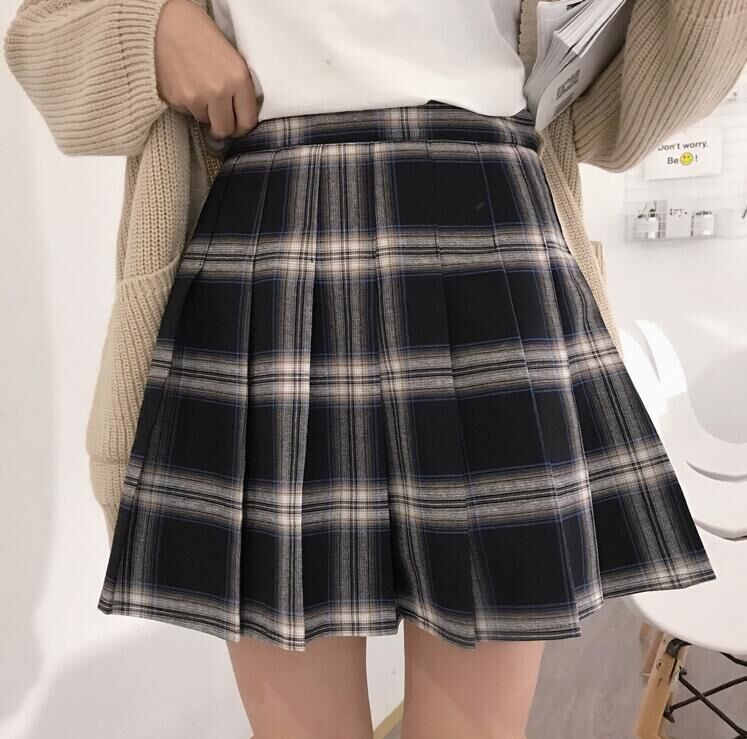 'Maniacal' Grunge Black and White Plaid Mini Skirt - black / M