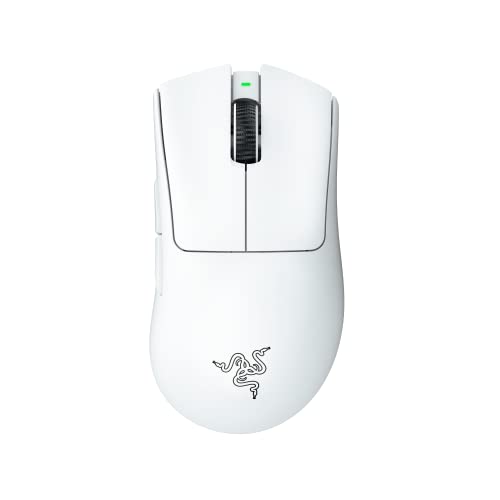 Razer DeathAdder V3 Pro Wireless Gaming Mouse: 64g Ultra Lightweight - Focus Pro 30K Optical Sensor - Fast Optical Switches Gen-3 - HyperSpeed Wireless - 5 Programmable Buttons - 90 Hr Battery - White - White - Mouse