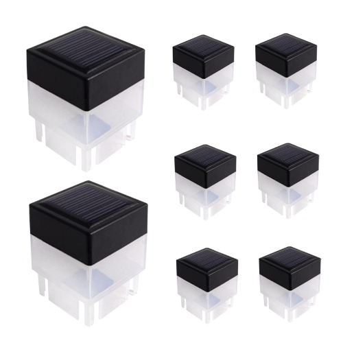 Solar Fence Lights, 8pcs Outdoor Solar Post Cap LED Light, Waterproof Garden Wall Lamp, Auto Off/On Deck Railing Lighting Lamps for Yard, Patio Garden Decoration (White Light)